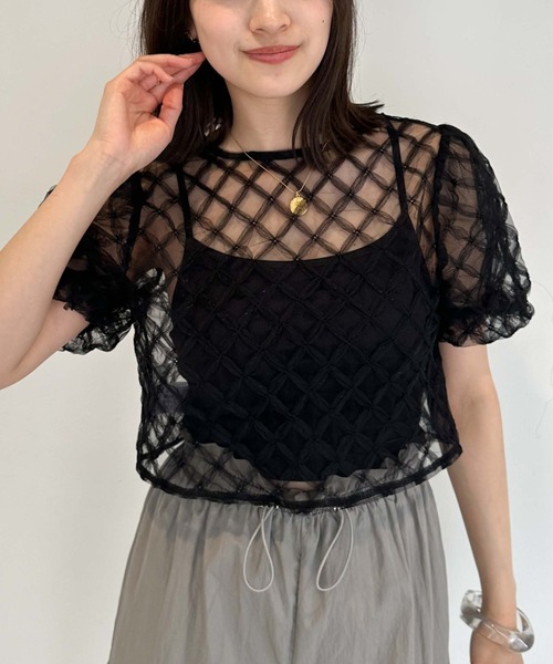 archives(アルシーヴ)の「チュールモチーフバルーンスリーブTOPS(シャツ/ブラウス・レディース・ブラック/ピンク/アイボリー・MEDIUM)」の11枚目の写真