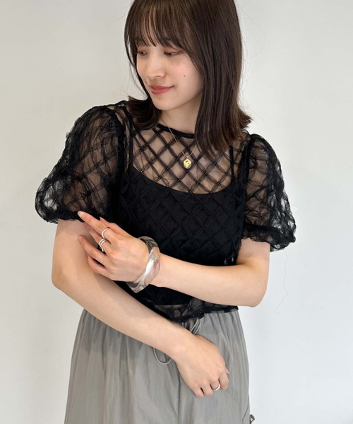 archives(アルシーヴ)の「チュールモチーフバルーンスリーブTOPS(シャツ/ブラウス・レディース・ブラック/ピンク/アイボリー・MEDIUM)」の9枚目の写真