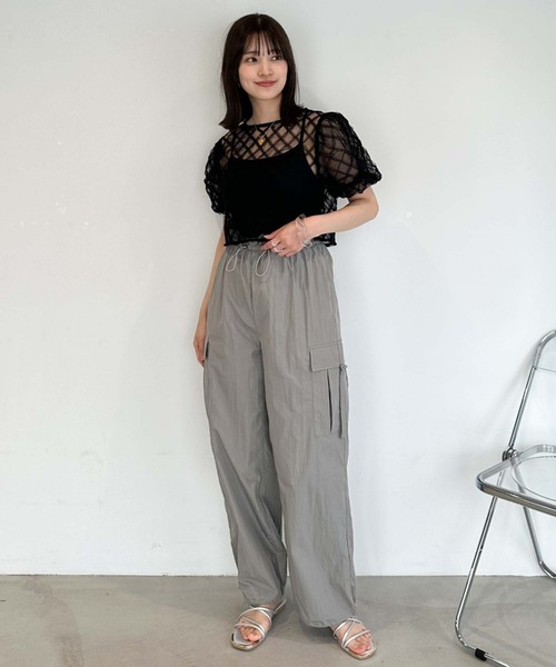 archives(アルシーヴ)の「チュールモチーフバルーンスリーブTOPS(シャツ/ブラウス・レディース・ブラック/ピンク/アイボリー・MEDIUM)」の4枚目の写真