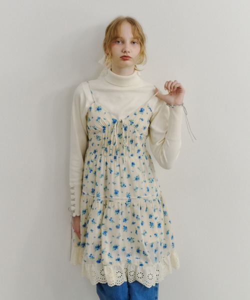 idem イデム レースキャミワンピース グリーン チョコミント idem（イデム）の「lace cami onepiece/レースキャミワンピース