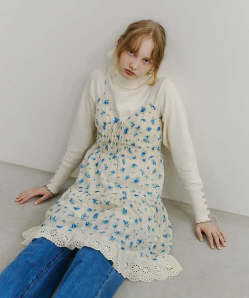 idem イデム　cotton lace cami onepiece lace cami onepiece/レースキャミワンピース（ワンピース