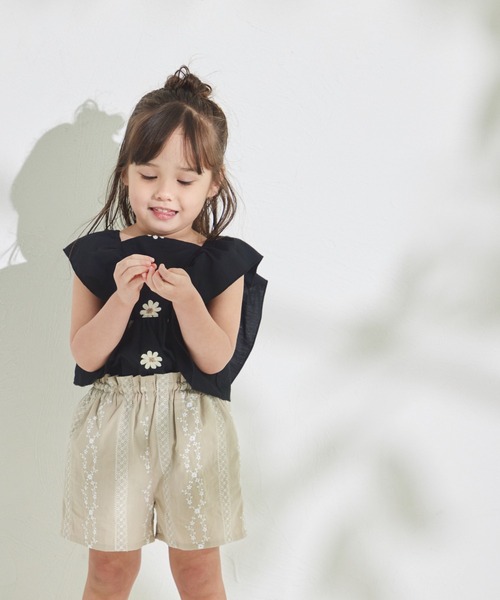 pairmanon（ペアマノン）の「総刺繍ハーフパンツ（その他パンツ・キッズ・ベージュ/テラコッタ/ブラック・100/110/120/130/140/150/90）」の3枚目の写真