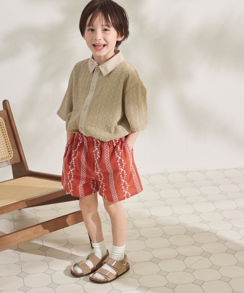 pairmanon（ペアマノン）の「総刺繍ハーフパンツ（その他パンツ・キッズ・ベージュ/テラコッタ/ブラック・100/110/120/130/140/150/90）」の2枚目の写真