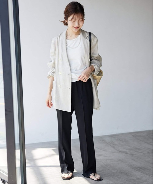 SLOBE IENAホワイト ピンタックセミフレアパンツ 追加》リネンピンタックセミフレアパンツ（その他パンツ