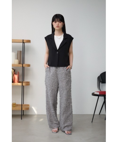 AZUL by moussy（アズールバイマウジー）の「フェザーフリンジジャガードパンツ（その他パンツ・レディース・ブラック/グレー・SMALL/MEDIUM）」の15枚目の写真