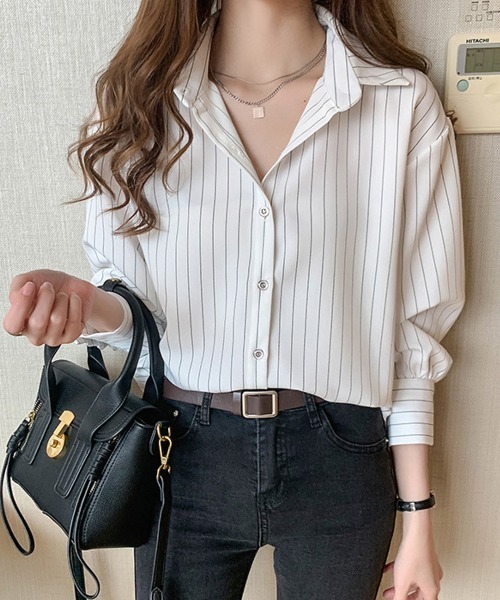 Miniministore(ミニミニストア)の「ストライプシャツブラウス レディース長袖(シャツ/ブラウス・レディース・ホワイト/ネイビー・FREE)」の17枚目の写真