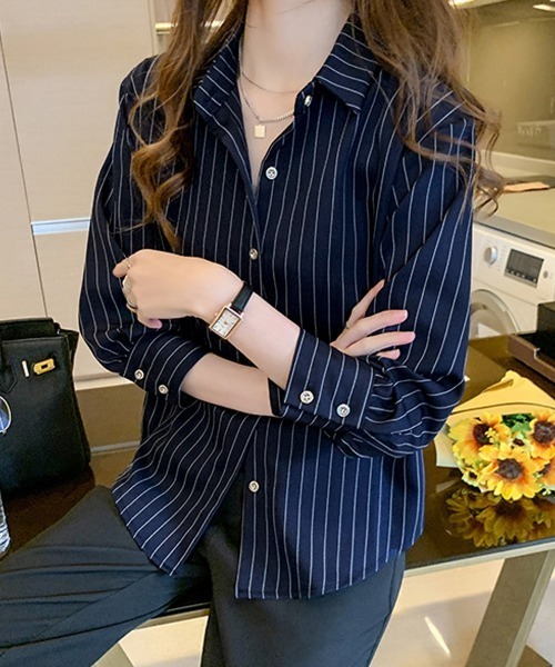 Miniministore(ミニミニストア)の「ストライプシャツブラウス レディース長袖(シャツ/ブラウス・レディース・ホワイト/ネイビー・FREE)」の20枚目の写真