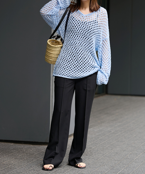 U by SPICK&SPAN（ユーバイスピックアンドスパン）の「ピンタックパンツ（スラックス・レディース・ブラック/チャコールグレー・36/38）」の6枚目の写真