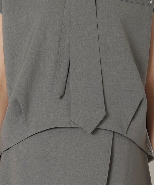 REDYAZEL（レディアゼル）の「【セットアップ可能】ラメストライプネクタイ付き半袖シャツ（シャツ/ブラウス・レディース・サックスブルー/ミント/グレー/オフホワイト・FREE）」の14枚目の写真