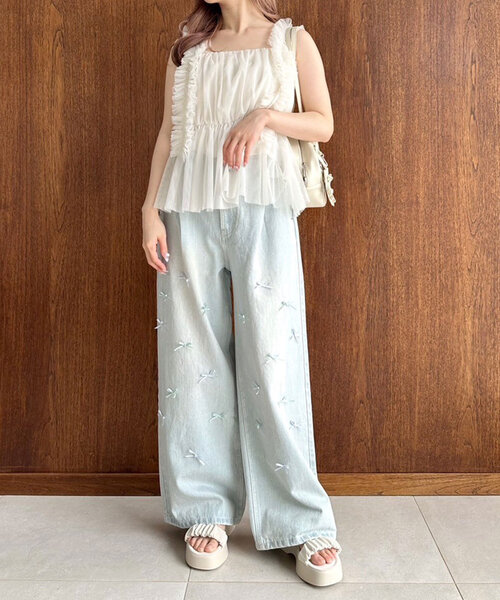 OLIVE des OLIVE(オリーブデオリーブ)の「肩ひもフリルビスチェ(シャツ/ブラウス・レディース・ブラック系その他/ピンクベージュ/アイボリー・FREE)」の18枚目の写真