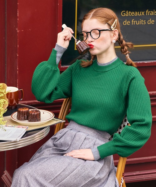 セール】【至福のカヌレニット】レイヤード風ハイネックボリューム