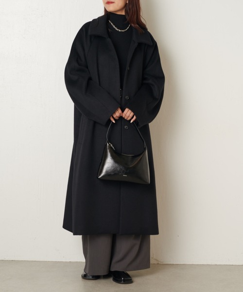 Lui's（ルイス）の「【3色展開】ビーバーメルトンボリュームロングコート ステンカラー（その他アウター・レディース・ダークブラウン/グレー/ブラック・FREE）」の17枚目の写真