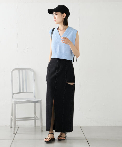 mystic（ミスティック）の「カットアウトスカート（デニムスカート
