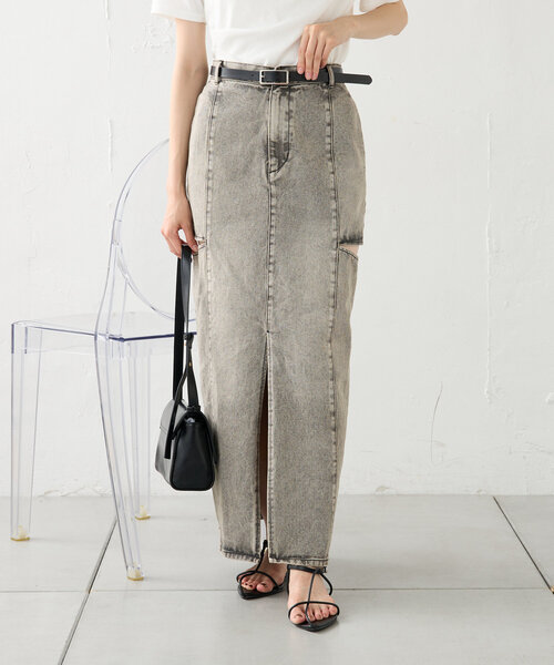 mystic(ミスティック)の「カットアウトスカート(デニムスカート・レディース・ブラック/ベージュ/ネイビー・1/2)」の10枚目の写真