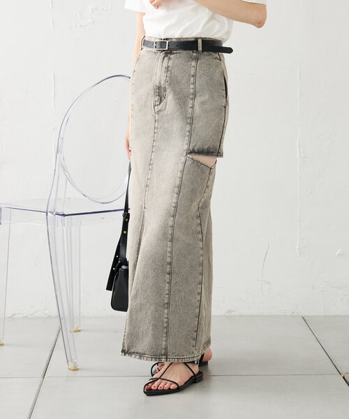 mystic(ミスティック)の「カットアウトスカート(デニムスカート・レディース・ブラック/ベージュ/ネイビー・1/2)」の11枚目の写真