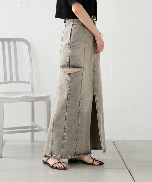 mystic(ミスティック)の「カットアウトスカート(デニムスカート・レディース・ブラック/ベージュ/ネイビー・1/2)」の12枚目の写真