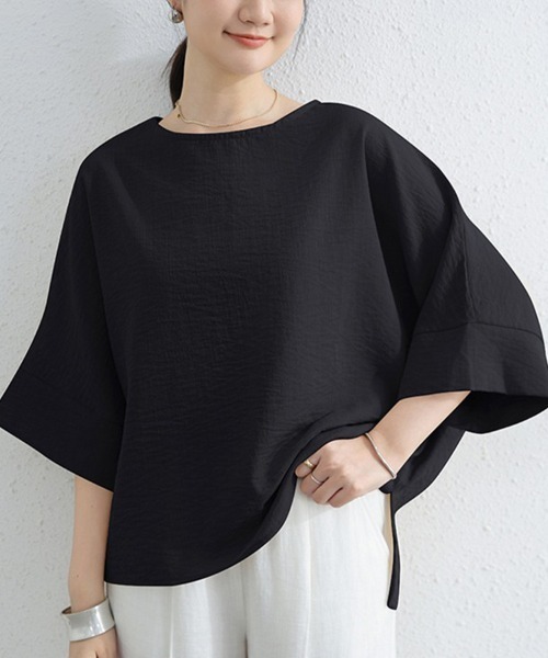 Doux Belle(ドゥーベル)の「アシメトリーベーシックトップス(Tシャツ/カットソー・レディース・ブラック/ブルー/ベージュ/ホワイト・FREE)」の20枚目の写真