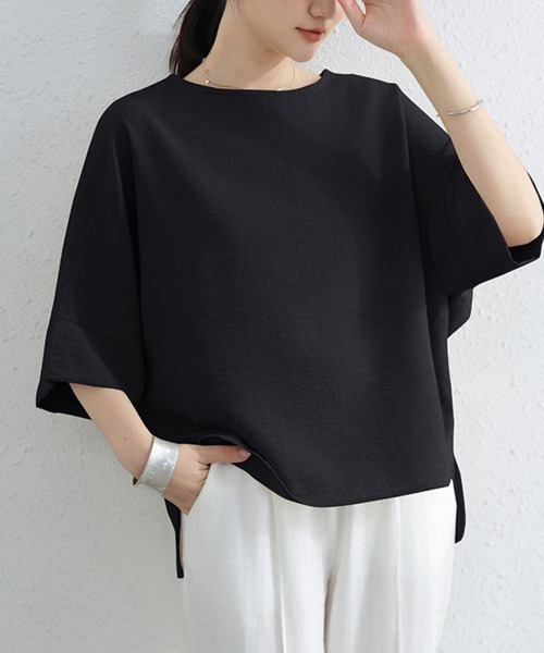 Doux Belle(ドゥーベル)の「アシメトリーベーシックトップス(Tシャツ/カットソー・レディース・ブラック/ブルー/ベージュ/ホワイト・FREE)」の19枚目の写真