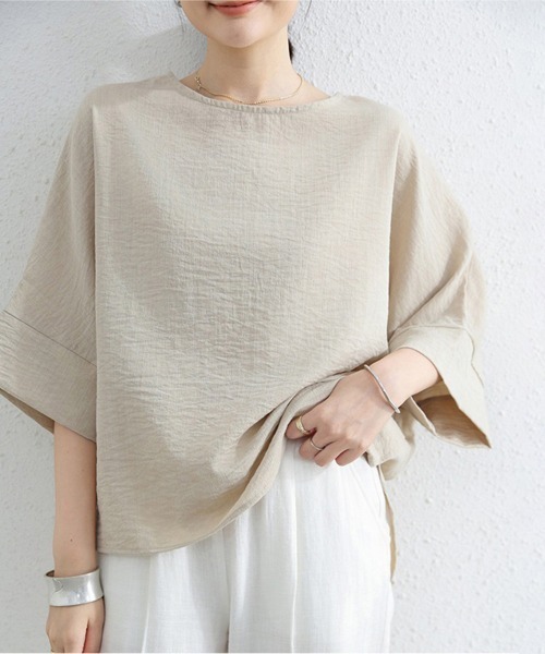 Doux Belle(ドゥーベル)の「アシメトリーベーシックトップス(Tシャツ/カットソー・レディース・ブラック/ブルー/ベージュ/ホワイト・FREE)」の17枚目の写真