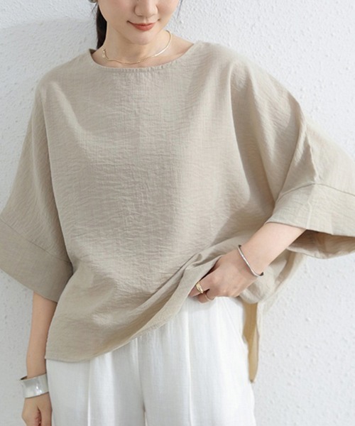 Doux Belle(ドゥーベル)の「アシメトリーベーシックトップス(Tシャツ/カットソー・レディース・ブラック/ブルー/ベージュ/ホワイト・FREE)」の16枚目の写真