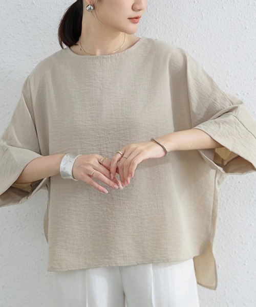 Doux Belle(ドゥーベル)の「アシメトリーベーシックトップス(Tシャツ/カットソー・レディース・ブラック/ブルー/ベージュ/ホワイト・FREE)」の15枚目の写真