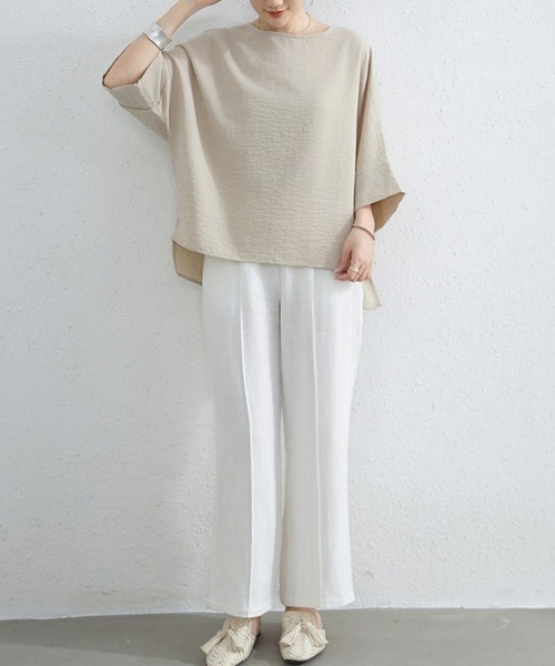 Doux Belle(ドゥーベル)の「アシメトリーベーシックトップス(Tシャツ/カットソー・レディース・ブラック/ブルー/ベージュ/ホワイト・FREE)」の11枚目の写真