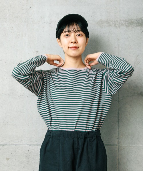ボーダー配色バインダー 製品染めカットソー（Tシャツ