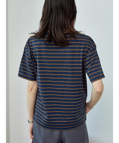 Samansa Mos2 blue（サマンサモスモスブルー）の「【接触冷感】ボーダーTシャツ（Tシャツ/カットソー・レディース・オフホワイト/ネイビー/グリーン・F）」の13枚目の写真