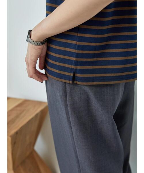 Samansa Mos2 blue（サマンサモスモスブルー）の「【接触冷感】ボーダーTシャツ（Tシャツ/カットソー・レディース・オフホワイト/ネイビー/グリーン・F）」の16枚目の写真