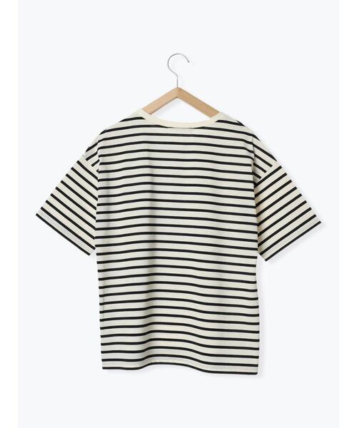 Samansa Mos2 blue（サマンサモスモスブルー）の「【接触冷感】ボーダーTシャツ（Tシャツ/カットソー・レディース・オフホワイト/ネイビー/グリーン・F）」の17枚目の写真