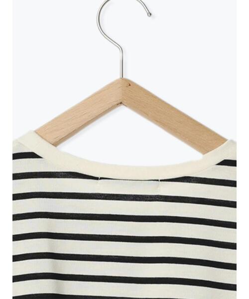 Samansa Mos2 blue（サマンサモスモスブルー）の「【接触冷感】ボーダーTシャツ（Tシャツ/カットソー・レディース・オフホワイト/ネイビー/グリーン・F）」の9枚目の写真