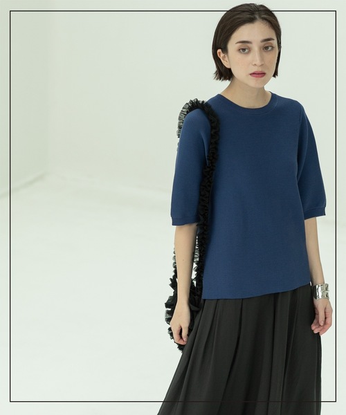 OPAQUE.CLIP（オペークドットクリップ）の「◆《6color/S-LLsize》ガーターボリュームスリーブニット【洗濯機洗い可/UVケア】（ニット/セーター・レディース・アイボリー/ブラック/ブラウン系その他/グレー/ブルー系その他/レンガ・36/38/40/42）」の14枚目の写真