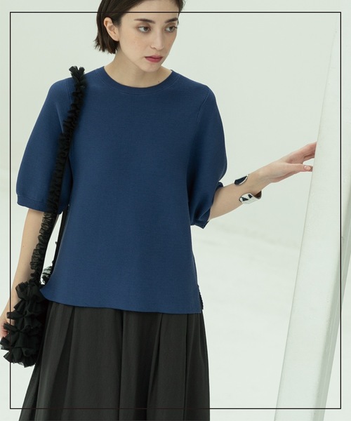 OPAQUE.CLIP（オペークドットクリップ）の「◆《6color/S-LLsize》ガーターボリュームスリーブニット【洗濯機洗い可/UVケア】（ニット/セーター・レディース・アイボリー/ブラック/ブラウン系その他/グレー/ブルー系その他/レンガ・36/38/40/42）」の15枚目の写真