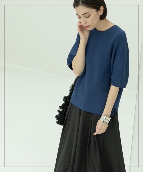 OPAQUE.CLIP（オペークドットクリップ）の「◆《6color/S-LLsize》ガーターボリュームスリーブニット【洗濯機洗い可/UVケア】（ニット/セーター・レディース・アイボリー/ブラック/ブラウン系その他/グレー/ブルー系その他/レンガ・36/38/40/42）」の16枚目の写真