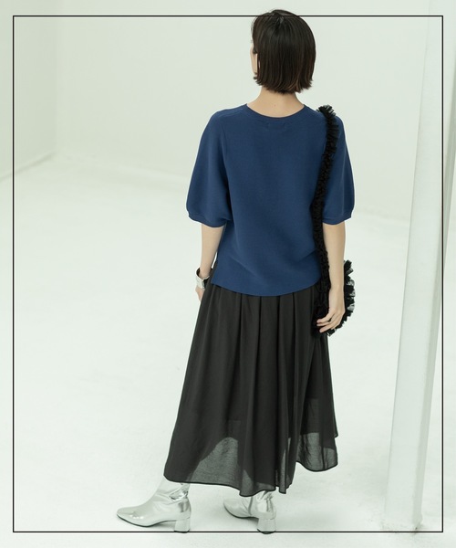 OPAQUE.CLIP（オペークドットクリップ）の「◆《6color/S-LLsize》ガーターボリュームスリーブニット【洗濯機洗い可/UVケア】（ニット/セーター・レディース・アイボリー/ブラック/ブラウン系その他/グレー/ブルー系その他/レンガ・36/38/40/42）」の18枚目の写真