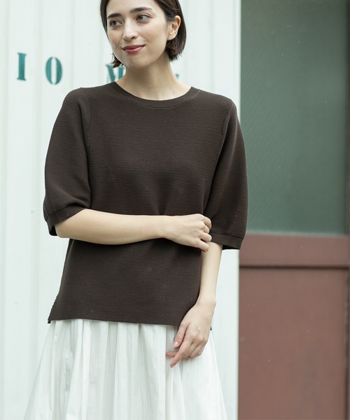 OPAQUE.CLIP（オペークドットクリップ）の「◆《6color/S-LLsize》ガーターボリュームスリーブニット【洗濯機洗い可/UVケア】（ニット/セーター・レディース・アイボリー/ブラック/ブラウン系その他/グレー/ブルー系その他/レンガ・36/38/40/42）」の22枚目の写真