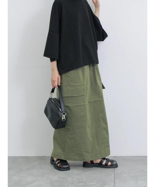 Samansa Mos2 blue（サマンサモスモスブルー）の「ドロストカーゴスカート（スカート・レディース・グレー/ブラック/カーキ・F）」の8枚目の写真