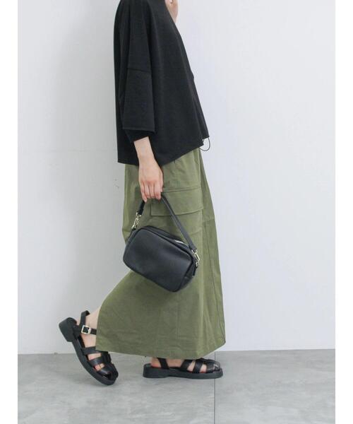 Samansa Mos2 blue（サマンサモスモスブルー）の「ドロストカーゴスカート（スカート・レディース・グレー/ブラック/カーキ・F）」の9枚目の写真