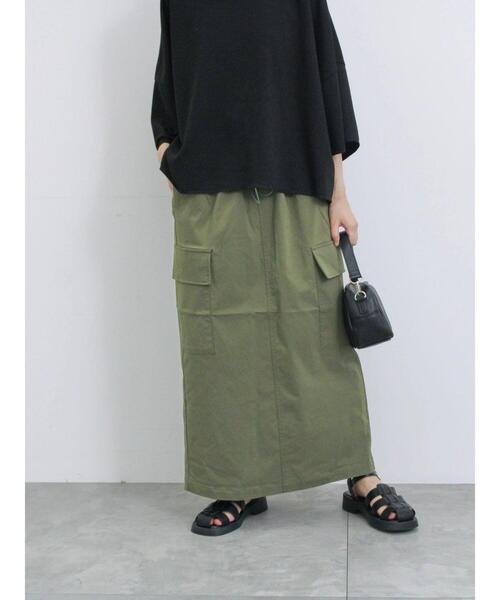 Samansa Mos2 blue（サマンサモスモスブルー）の「ドロストカーゴスカート（スカート・レディース・グレー/ブラック/カーキ・F）」の10枚目の写真