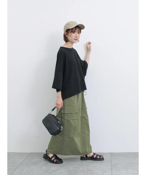 Samansa Mos2 blue（サマンサモスモスブルー）の「ドロストカーゴスカート（スカート・レディース・グレー/ブラック/カーキ・F）」の12枚目の写真