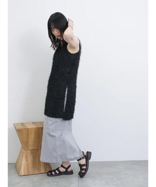 Samansa Mos2 blue（サマンサモスモスブルー）の「ドロストカーゴスカート（スカート・レディース・グレー/ブラック/カーキ・F）」の15枚目の写真