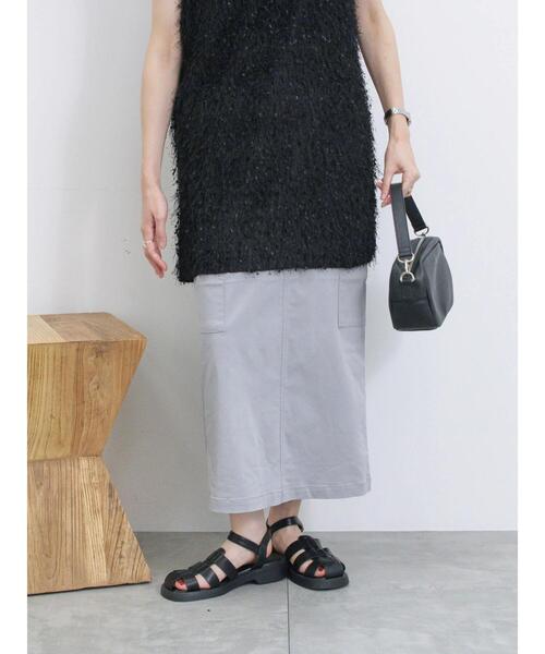 Samansa Mos2 blue（サマンサモスモスブルー）の「ドロストカーゴスカート（スカート・レディース・グレー/ブラック/カーキ・F）」の18枚目の写真