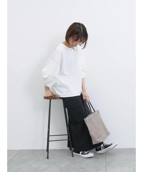 Samansa Mos2 blue（サマンサモスモスブルー）の「ドロストカーゴスカート（スカート・レディース・グレー/ブラック/カーキ・F）」の19枚目の写真