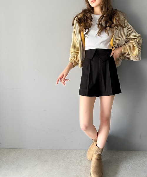 mily bilet(ミウィビレット)の「【mily bilet】大人ガーリーボトム。ウエスト折り返しリボンストラップ2WAYセンタープレスハイウエストワイドスラックスパンツ(スラックス・レディース・グレー系その他/ブラック/チャコールグレー・SMALL/MEDIUM/LARGE/X-LARGE)」の6枚目の写真