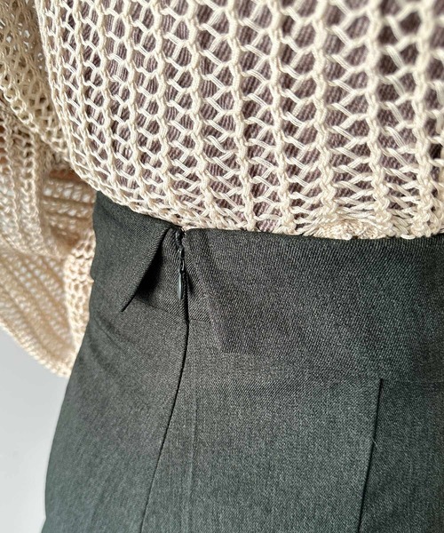 mily bilet(ミウィビレット)の「【mily bilet】大人ガーリーボトム。ウエスト折り返しリボンストラップ2WAYセンタープレスハイウエストワイドスラックスパンツ(スラックス・レディース・グレー系その他/ブラック/チャコールグレー・SMALL/MEDIUM/LARGE/X-LARGE)」の12枚目の写真