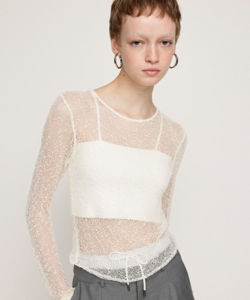 SLY（スライ）の「NEP SHEER KNIT TOPS シアー ネップ トップス