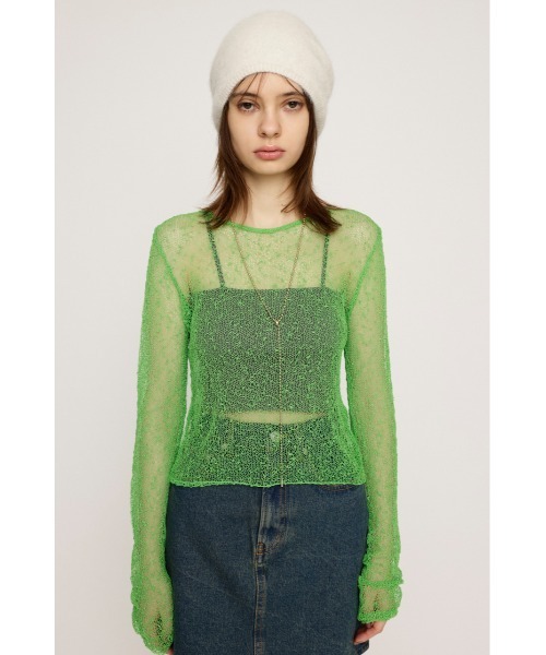 ニット セーター NEP SHEER KNIT TOPS シアー ネップ トップス レディース SLY（スライ）の「NEP SHEER KNIT TOPS シアー ネップ トップス