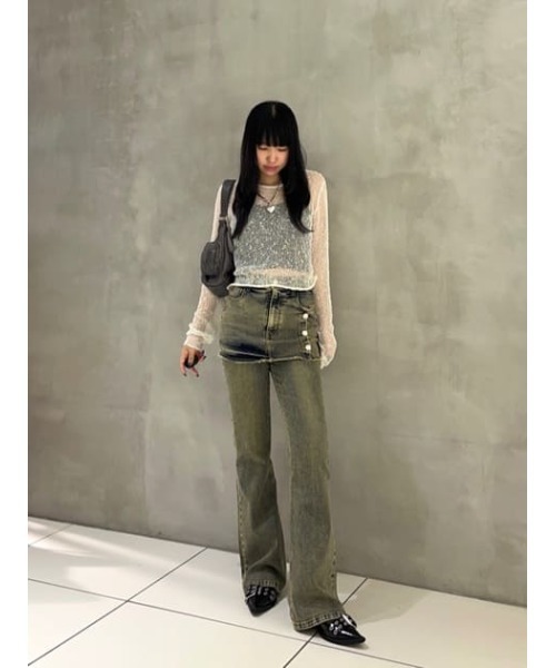 SLY(スライ)の「NEP SHEER KNIT TOPS シアー ネップ トップス(ニット/セーター・レディース・ライム/ブラック/アイボリー・FREE)」の9枚目の写真