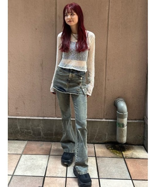 SLY(スライ)の「NEP SHEER KNIT TOPS シアー ネップ トップス(ニット/セーター・レディース・ライム/ブラック/アイボリー・FREE)」の10枚目の写真