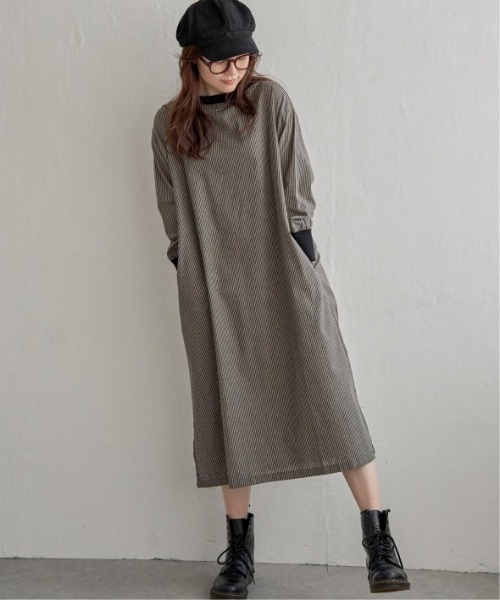 LBC（エルビーシー）の「リブ使いワンピース（ワンピース・レディース・ネイビー/チャコールグレー/オレンジ・M）」の2枚目の写真